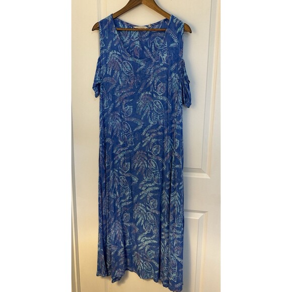 Soft Surroundings Dress Extra Large Maxi Pockets Cold Shoulder Resort Vacation - Picture 2 of 7